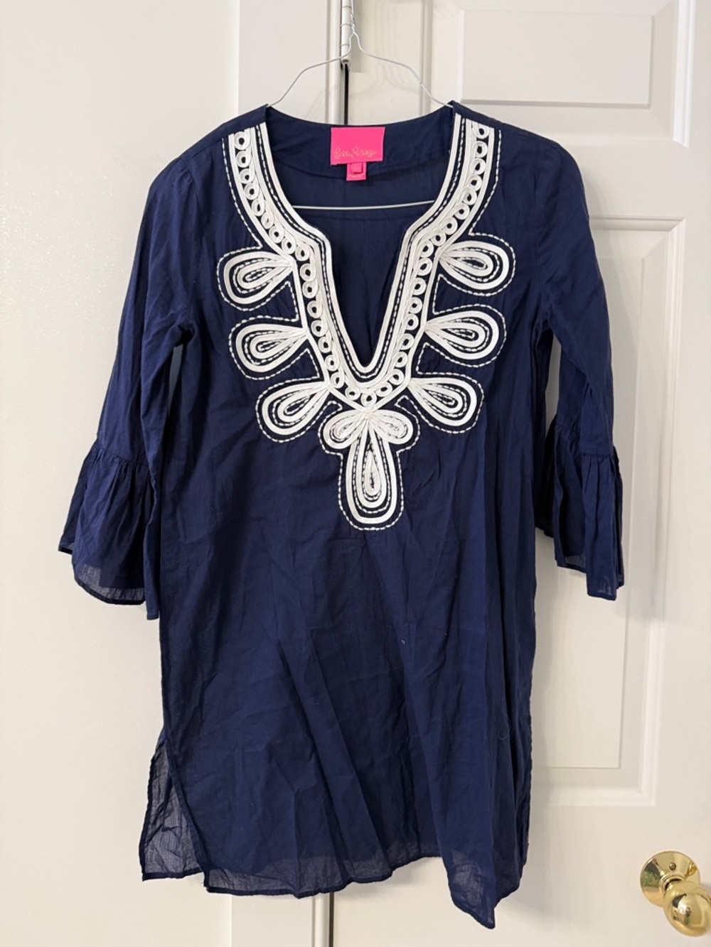 Lilly Pulitzer Navy Tunic with White Embroidery